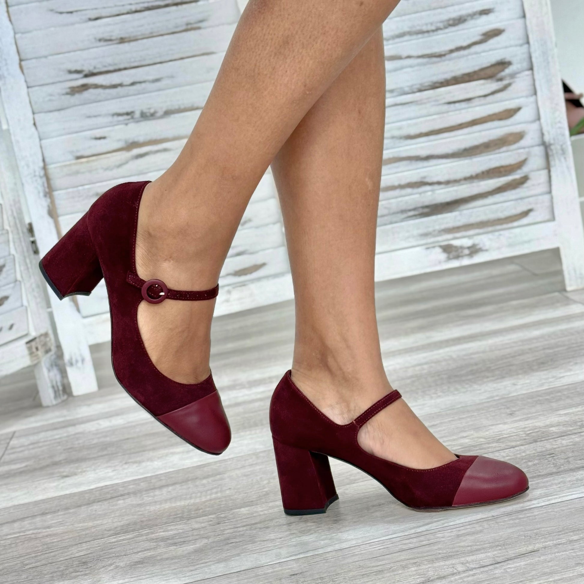 Cinturino Decollete Con Punta Tacco Largo Scarpe Tacco Con