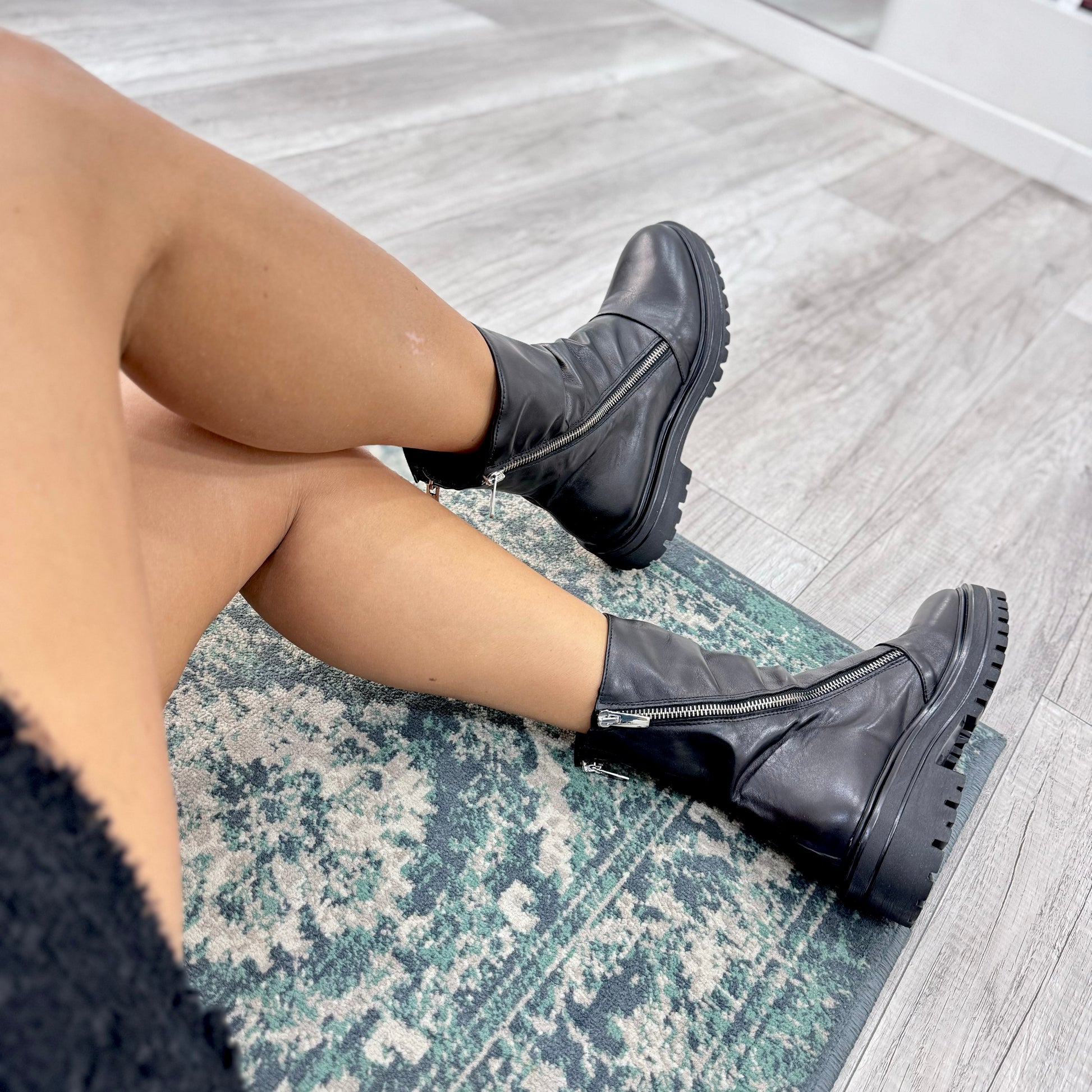 Top Anfibi Anfibi Donna Senza Lacci Tacco Leather Anfibi Platform