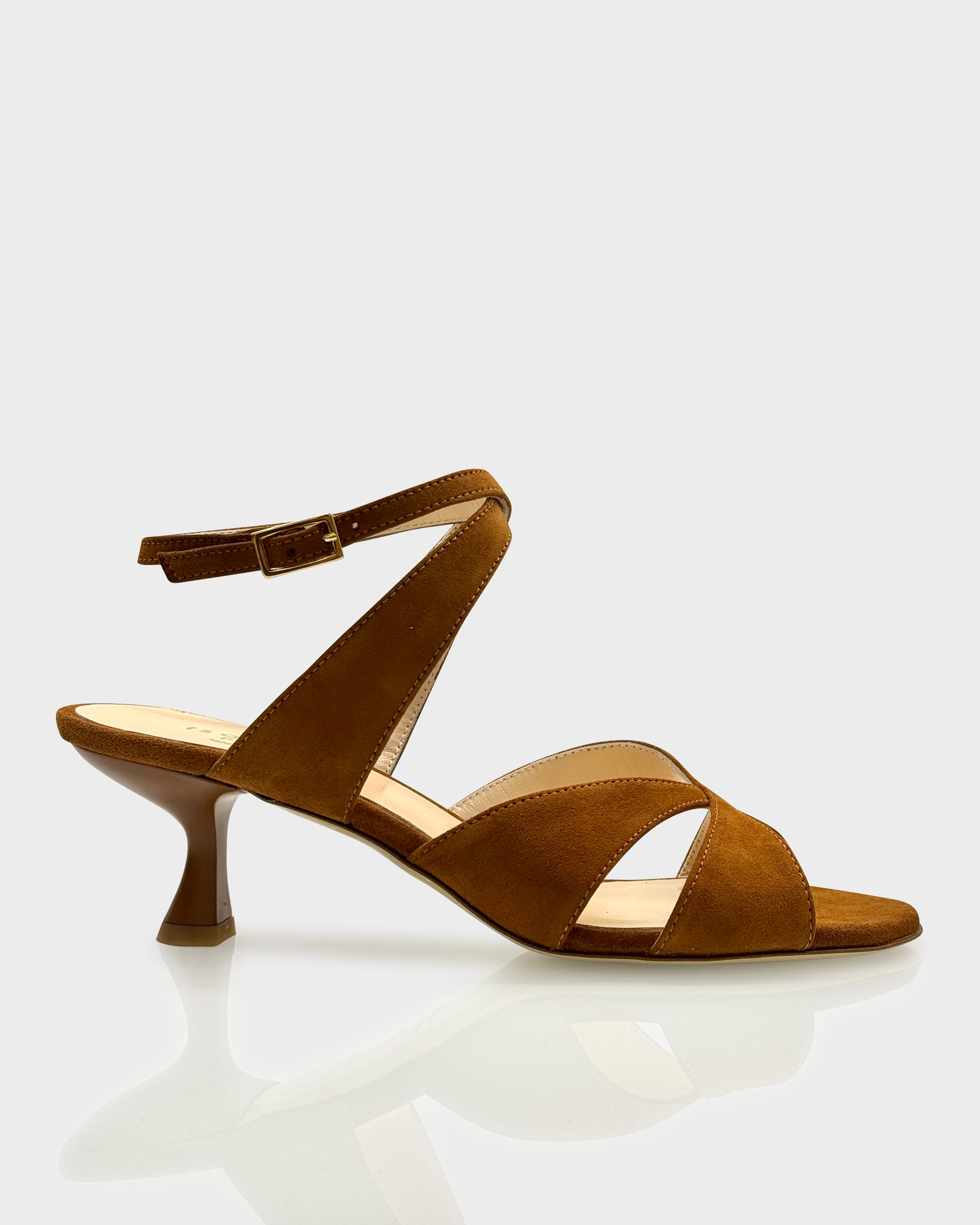 Damen-Sandalen aus Wildleder mit 5 cm Absatz, handgefertigt in