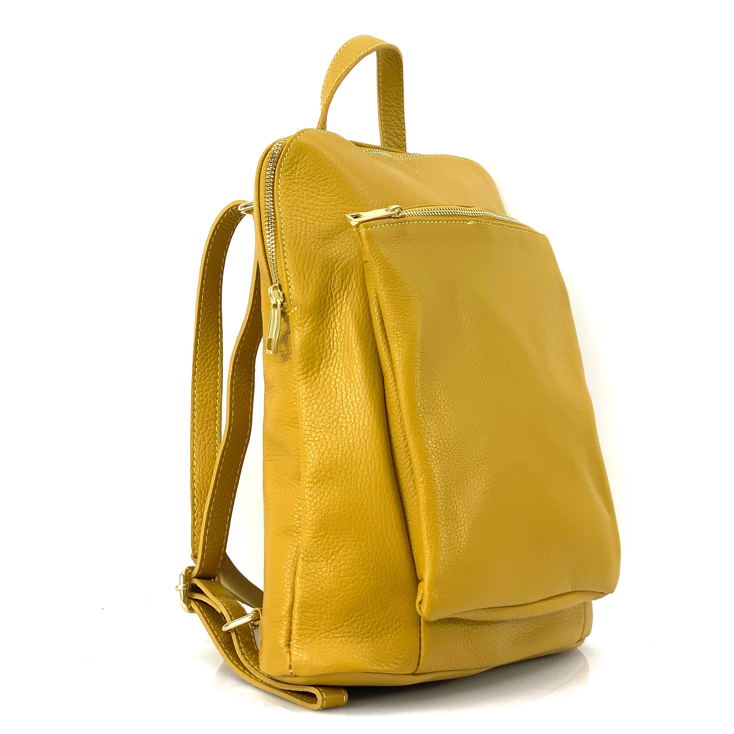 Mustard leather outlet backpack